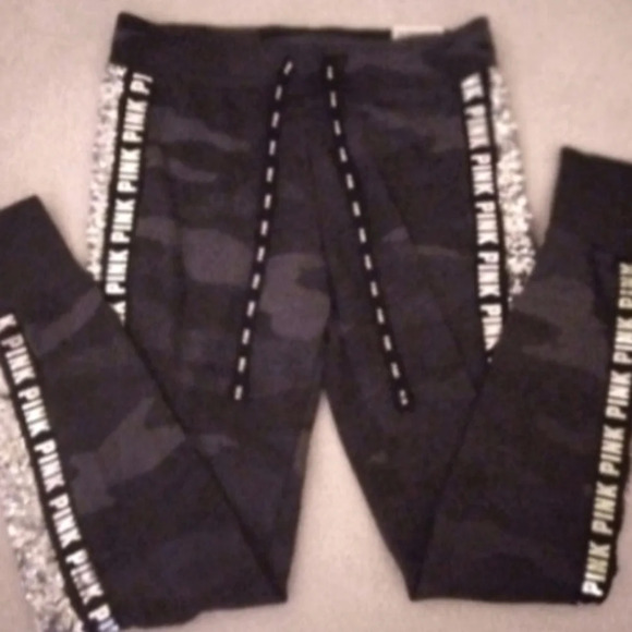 VS PINK BLING CAMO skinny joggers X-SMALL *NEW* - Picture 2 of 6